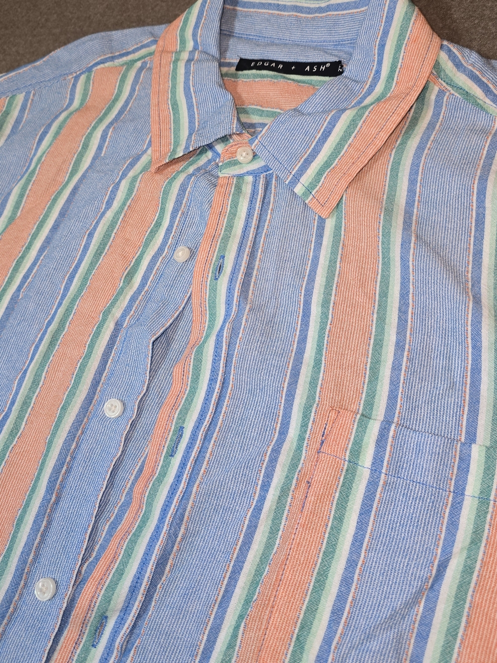Edgar + Ash Men's Pastel Stripe Button-Down Short Sleeve Lightweight 2XL